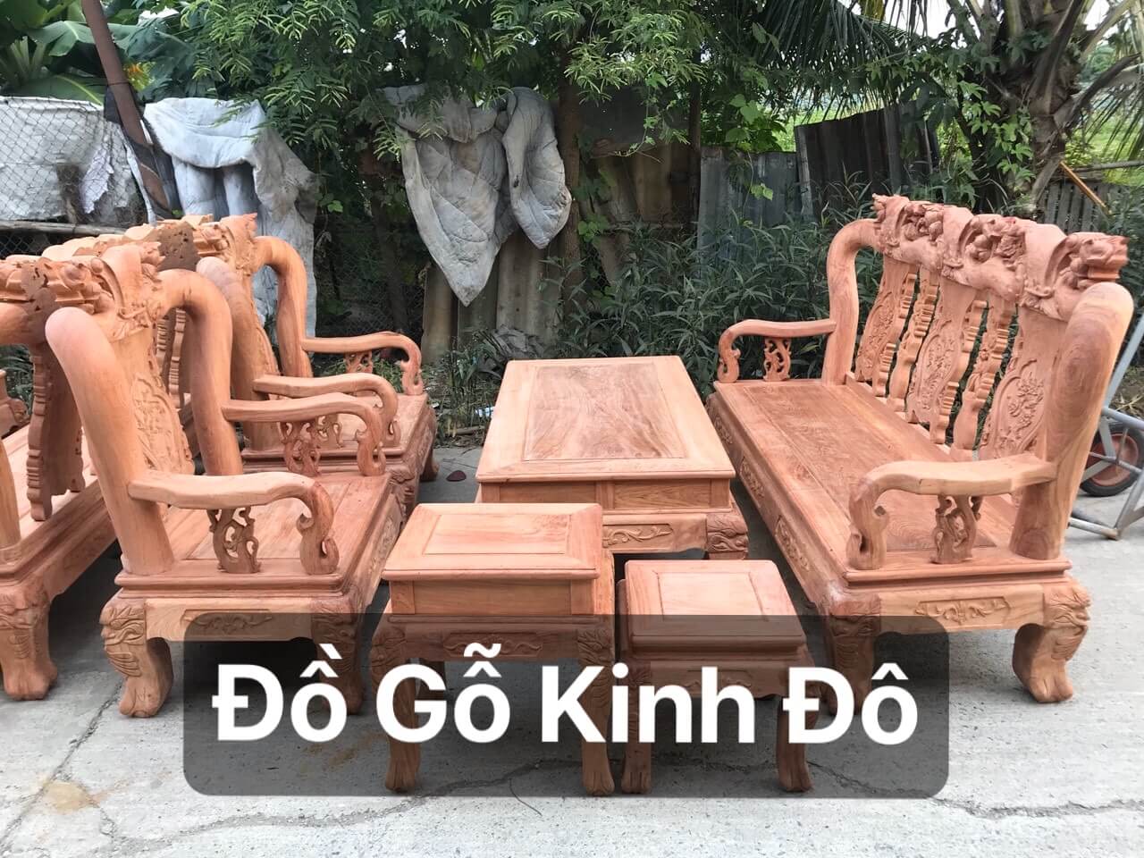 Bộ Minh Quốc Đào Gỗ Hương Đá Cột 12 ( A Long - Hải Dương )