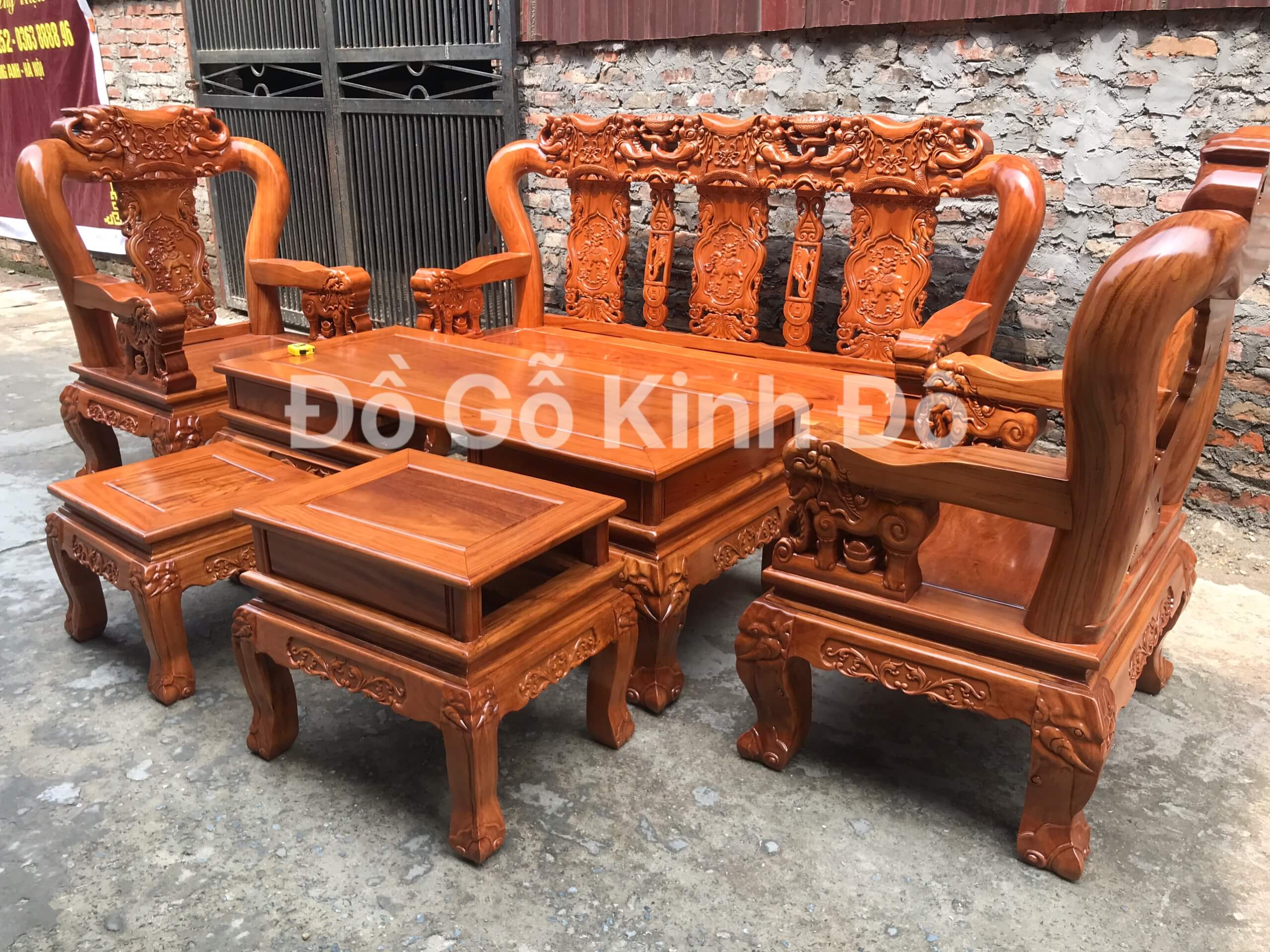 [ Mẫu Mới] Bộ Ghế Minh Quốc Voi Tay Cột 12 Gỗ Gõ Đỏ Giá Rẻ Nhất