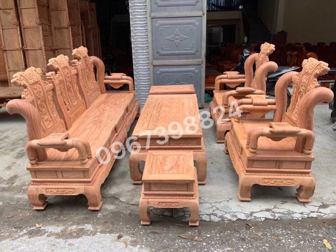 3 Bộ ghế tần thủy hoàng tay cột 12 bản chương rồng gỗ hương