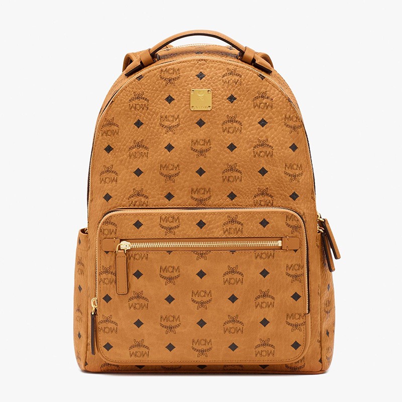 MCM Medium Stark Signature Visetos Backpack In Brown