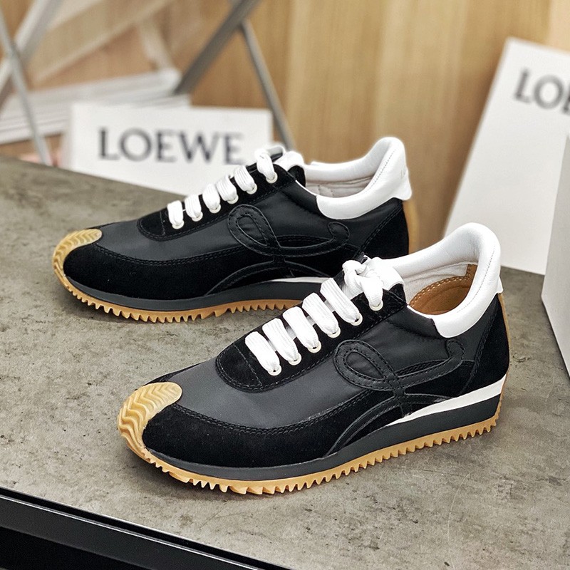 Loewe Ballet Runner Sneaker Women Nylon and Calfskin In Black