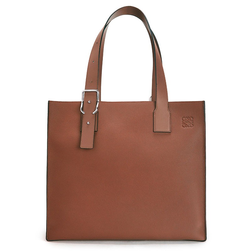 Loewe Buckle Tote Grained Calfskin In Brown