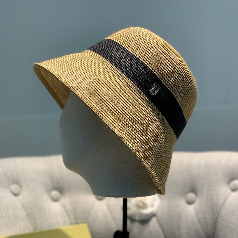 Burberry Two-tone Straw Hat Black/Camel