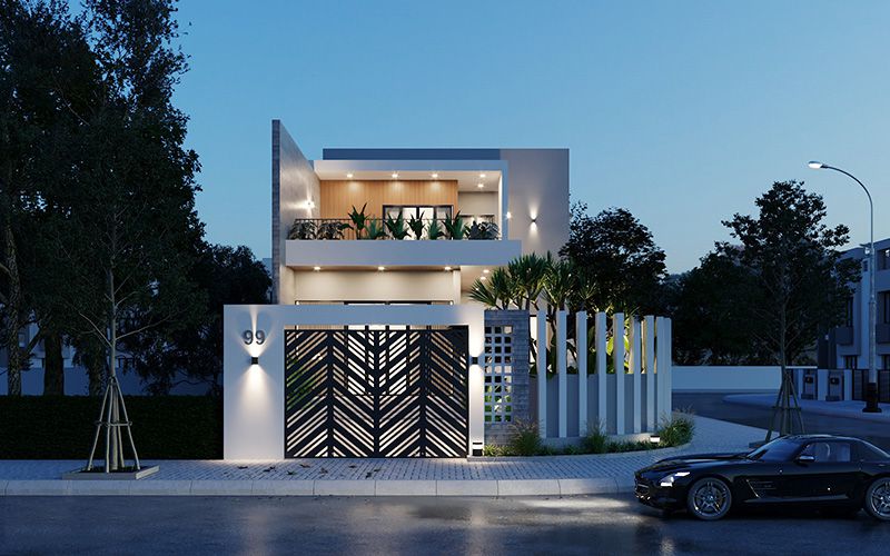 Mẫu nhà ống 2 tầng 2 mặt tiền đẹp, hiện đại 2021 - Kiến Thiết Việt