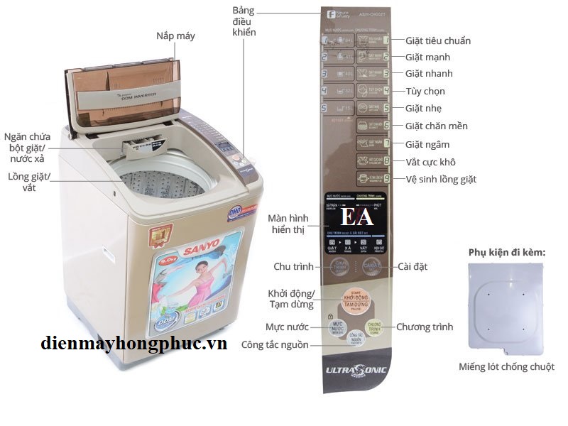 Máy giặt Sanyo báo lỗi EA: 3 Cách khắc phục lỗi EA trên máy giặt tại nhà