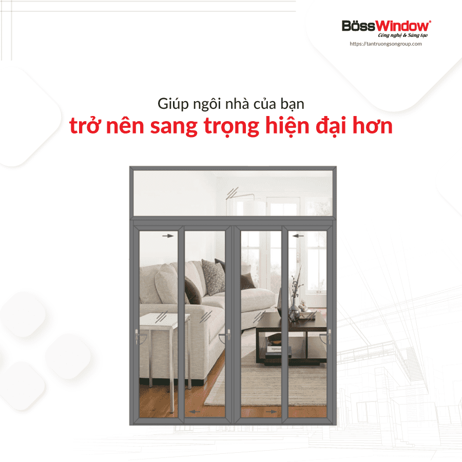 Cửa sổ nhôm xingfa 4 cánh BossWindow - Tân Trường Sơn Group