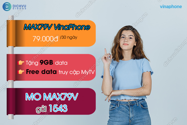 Gói MAX79V của VinaPhone khuyến mãi 9GB+miễn phí MyTV