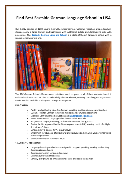 Find Best Eastside German Language School in USA | edocr