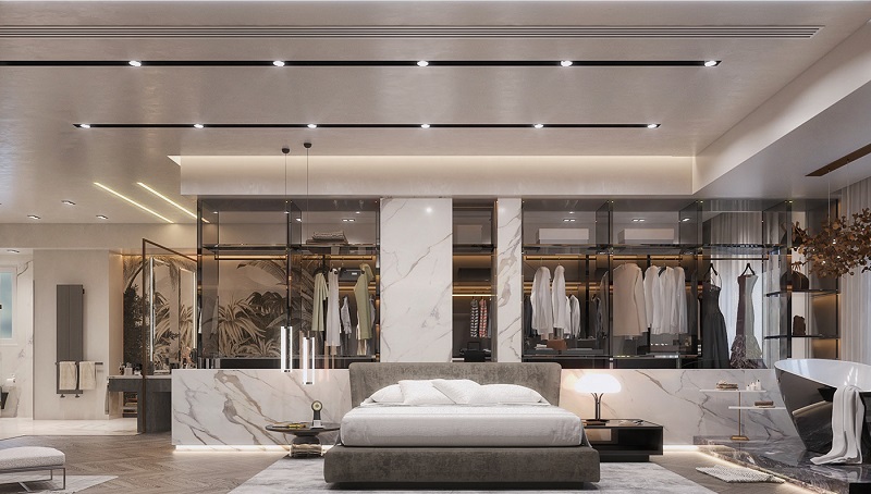 Mẫu thiết kế phòng ngủ có phòng thay đồ đẹp, hiện đại, sang trọng - KDesign