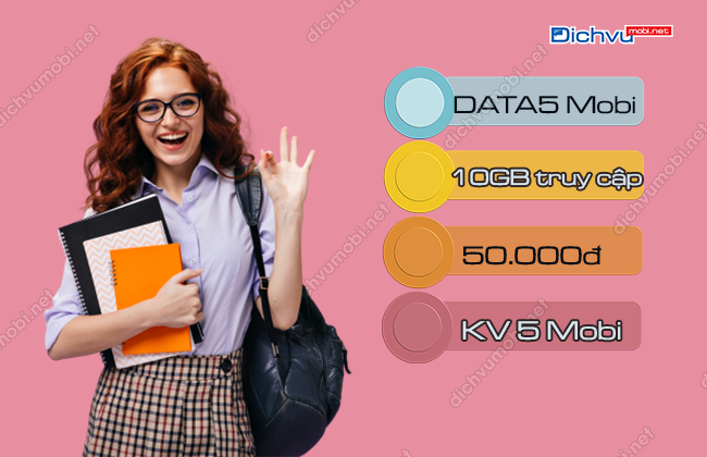Gói khuyến mãi DATA5 MobiFone chỉ 50k ưu đãi 10GB