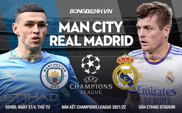 Nhận định Man City vs Real Madrid - Bán kết rực lửa - KeoBong79