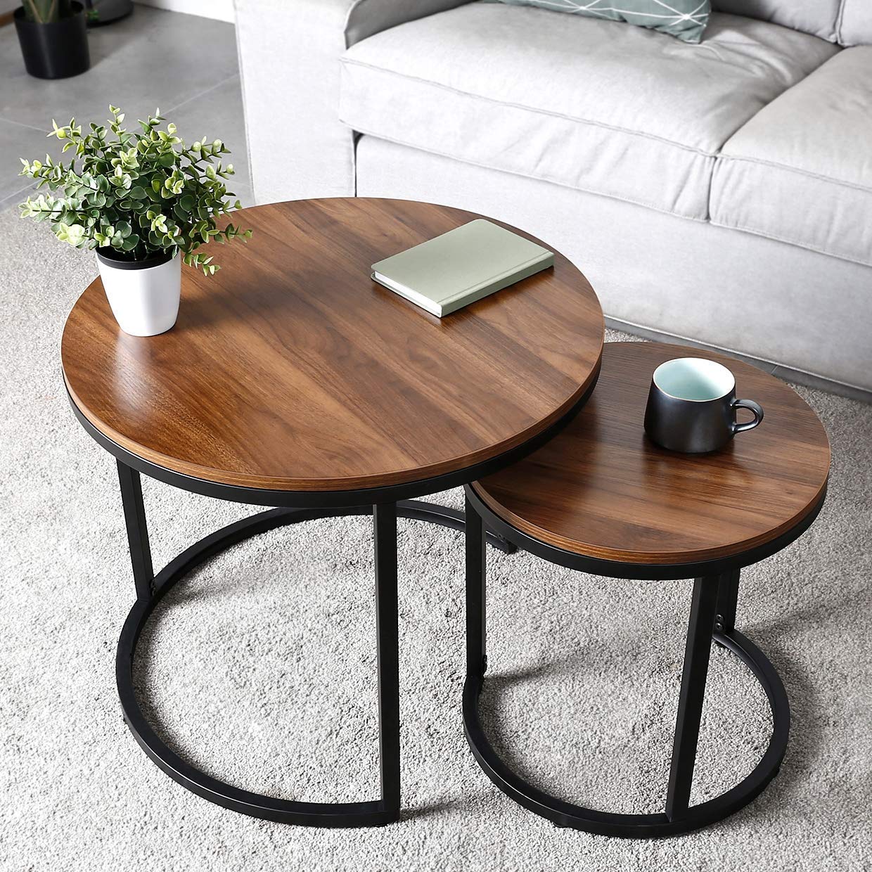 Modern Nesting Coffee Table Set of 2 strong tables