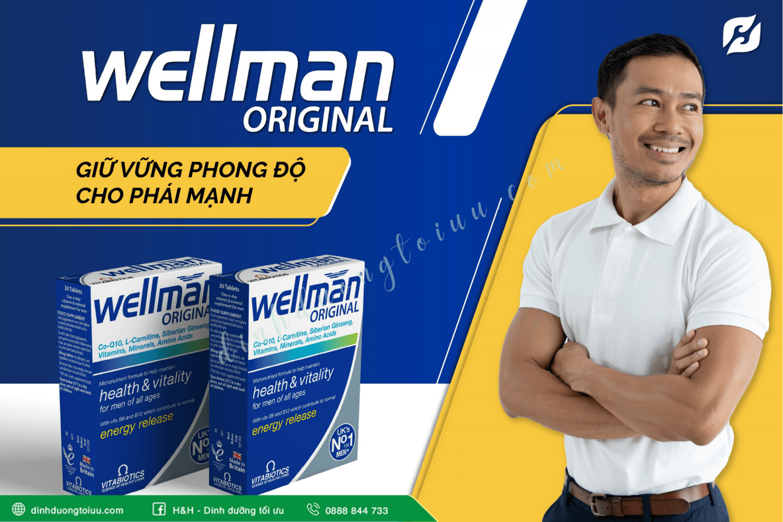 Wellman Original - Viên uống chăm sóc sức khỏe nam giới - Dinh Dưỡng Tối Ưu