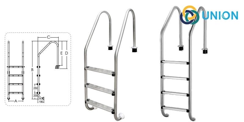 Thang Bể Bơi (Hồ Bơi) 2,3,4,5 bậc INOX 304 - Giá tốt | UNION