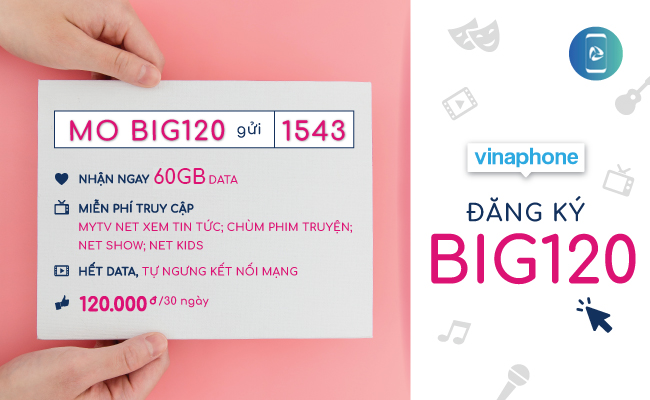 Đăng ký gói 4G BIG120 VinaPhone 3GB/ ngày giá 60K