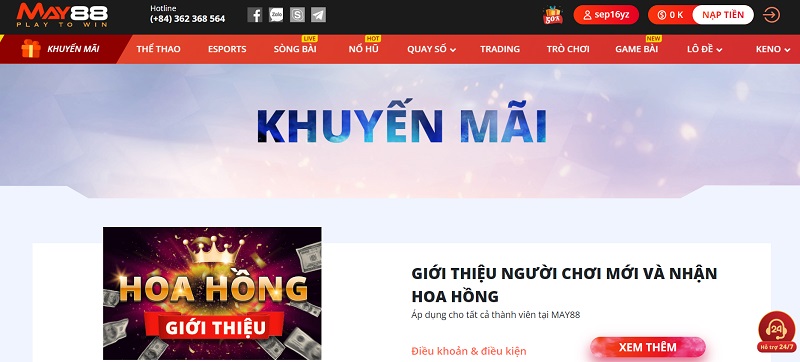 Khuyến mãi May88 - Nhân đôi tài sản kếch xù của bạn