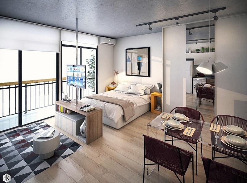 Mẫu thiết kế căn hộ chung cư 50m2 2 phòng ngủ năm 2022 - KDesign