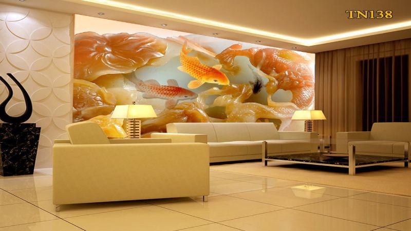 Tư vấn chọn màu kính ốp tường trang trí phòng khách
