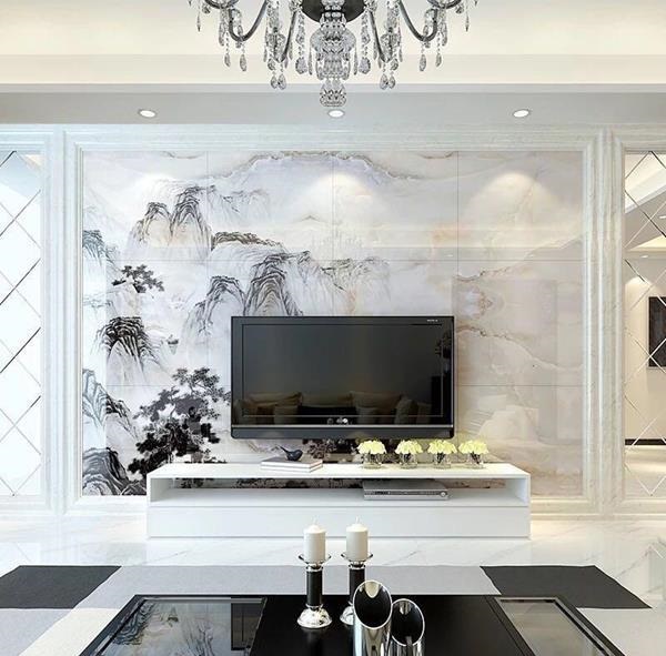 Mẫu tranh gạch 3D ốp tường phòng khách đẹp 2022 - KDesign