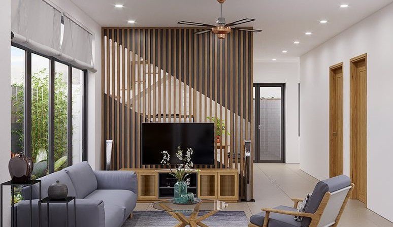 Mẫu thiết kế lam gỗ trang trí phòng khách đẹp, sang trọng - KDesign