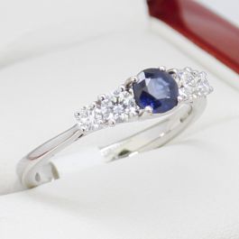 Sapphire and Diamond Engagement Ring, White Gold