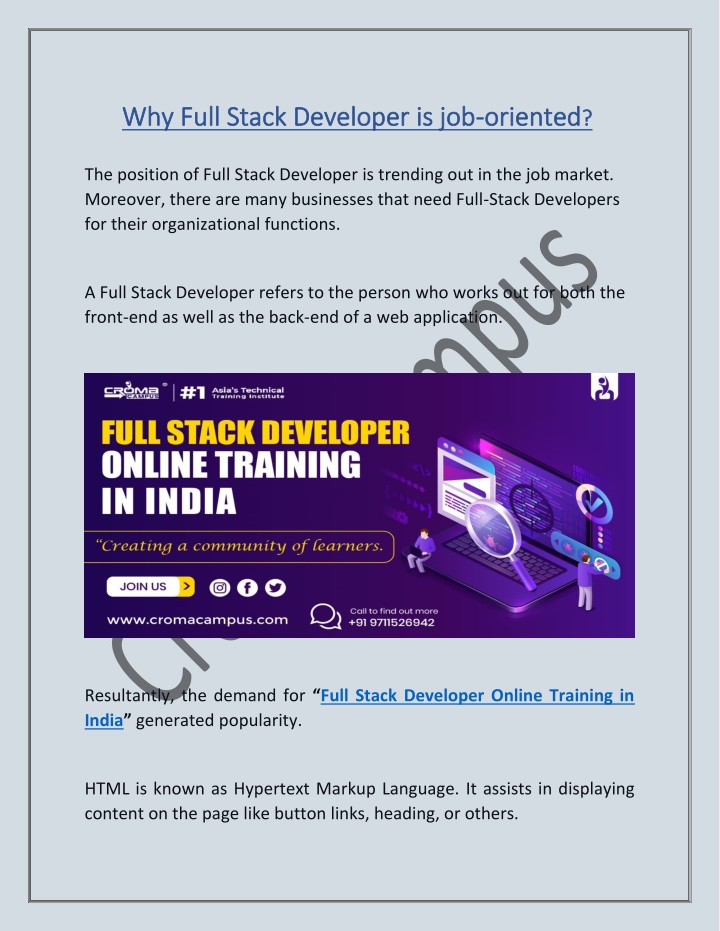 PPT - Why Full Stack Developer is job oriented PowerPoint Presentation - ID:11454297