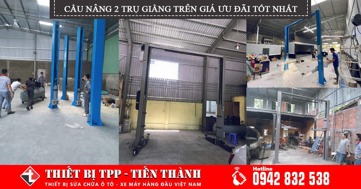 Cầu nâng 2 trụ giằng trên GIÁ ƯU ĐÃI tốt nhất hàng Nhập Khẩu trực tiếp