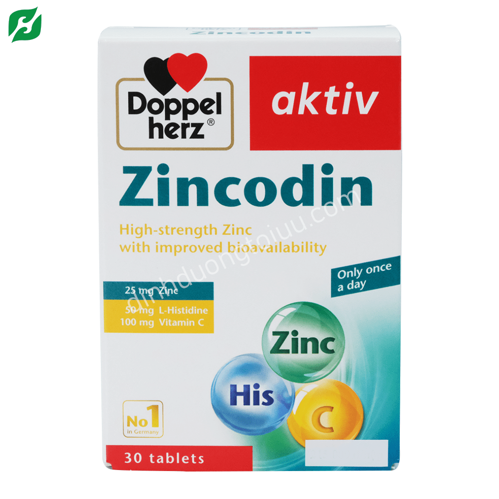 Viên uống Doppelherz Aktiv Zincodin - Bổ sung kẽm, tăng sức đề kháng cơ thể - Dinh Dưỡng Tối Ưu