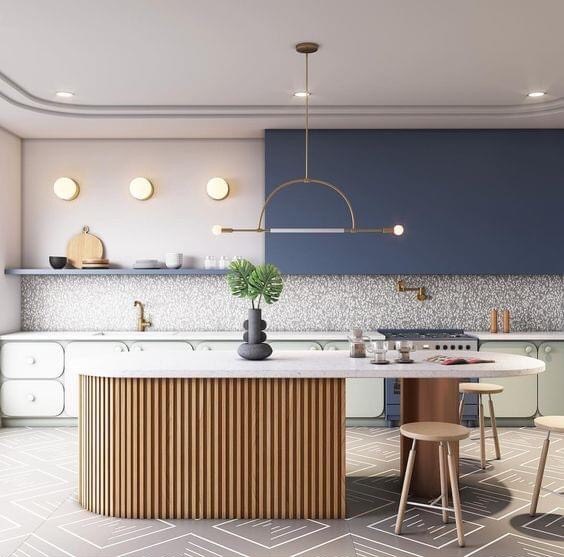 Mẫu bàn đảo bếp kết hợp bàn ăn đầy tiện nghi cho chị em - KDesign
