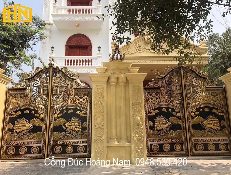Mẫu Cổng nhôm đúc thuận buồm xuôi gió mới nhất 2022  - Nhôm đúc Hoàng Nam
