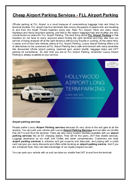 Cheap Airport Parking Services - FLL Airport Parking | edocr