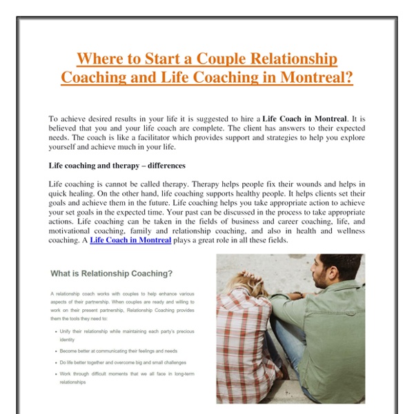 Where to Start a Couple Relationship Coaching and Life Coaching in Montreal | Pearltrees