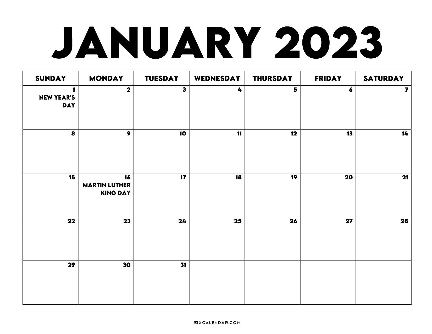 Have Any Option to Print January 2023 Calendar with Holidays?