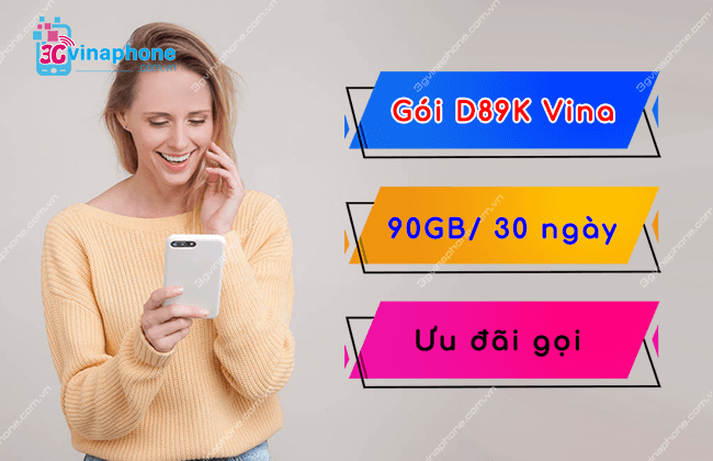 Đăng ký gói D89K VinaPhone nhận 90GB/tháng, miễn phí gọi chỉ 89K