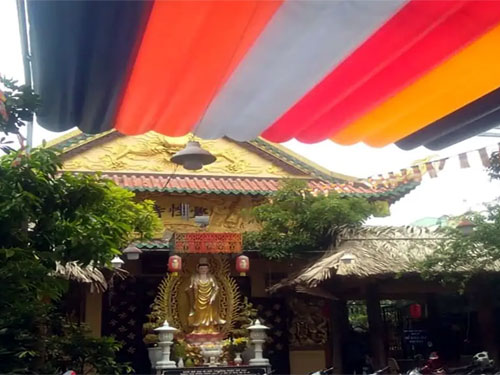 Lắp đặt mái che tượng phật ngoài trời Thiên Lộc Phát
