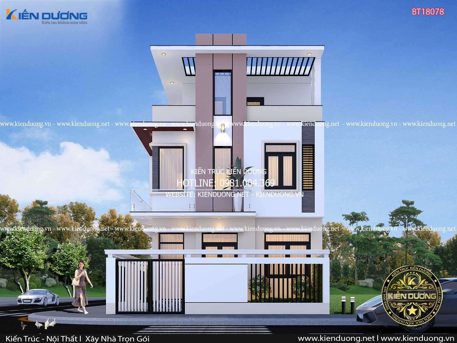 Mẫu biệt thự mini 3 tầng hiện đại BT18078