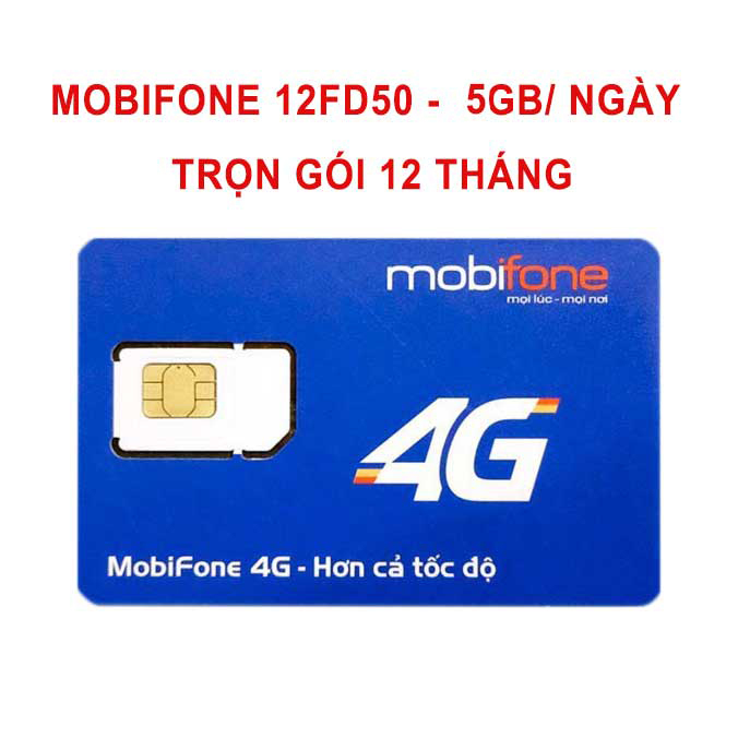Sim 4G Mobifone 12FD50 | Data 5GB/ngày - Sử dụng 375 ngày