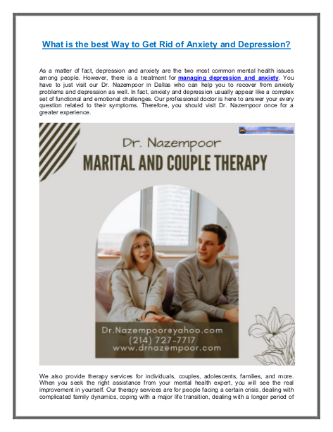 What is the best Way to Get Rid of Anxiety and Depression | edocr