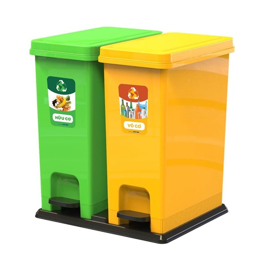 Thùng rác 2 ngăn, thùng rác phân loại rác thải giá rẻ - Gia Huy