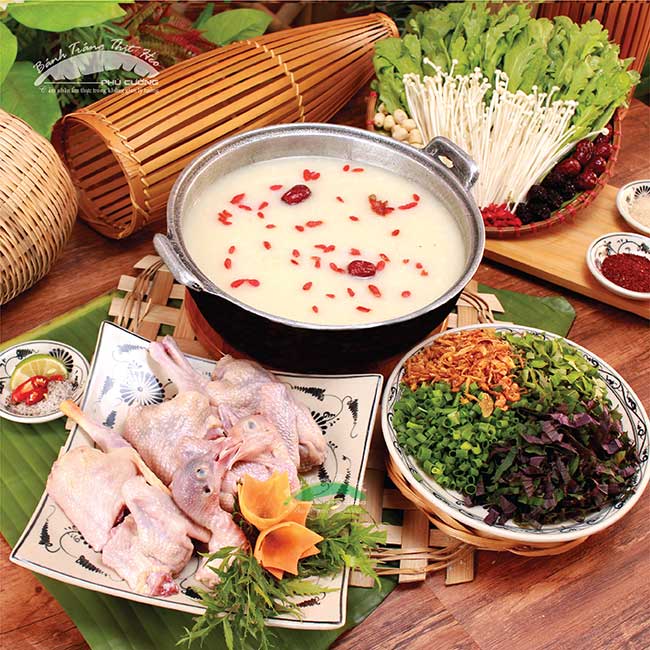 Lẩu cháo chim câu - Bánh tráng thịt heo Phú Cường