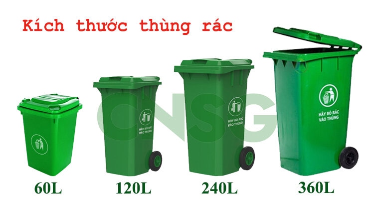 Kích Thước Thùng Rác 60l 120l 240l 360l 600l | Nhựa Sài Gòn
