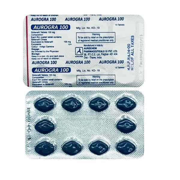 Aurogra 100 mg : Sildenafil 100 [10% Off] Better Reviews | Uses