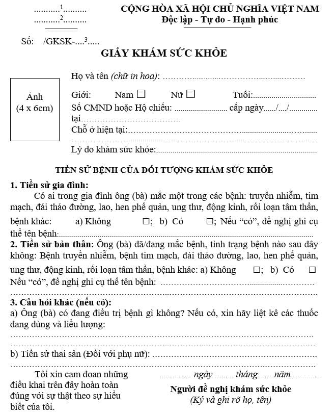 Mẫu giấy khám sức khỏe xin việc-mẫu giấy khám sức khỏe đi làm lấy ngay
