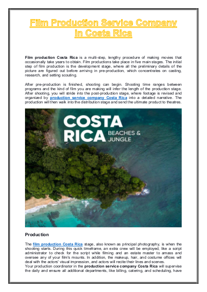 Film Production Service Company in Costa Rica | edocr