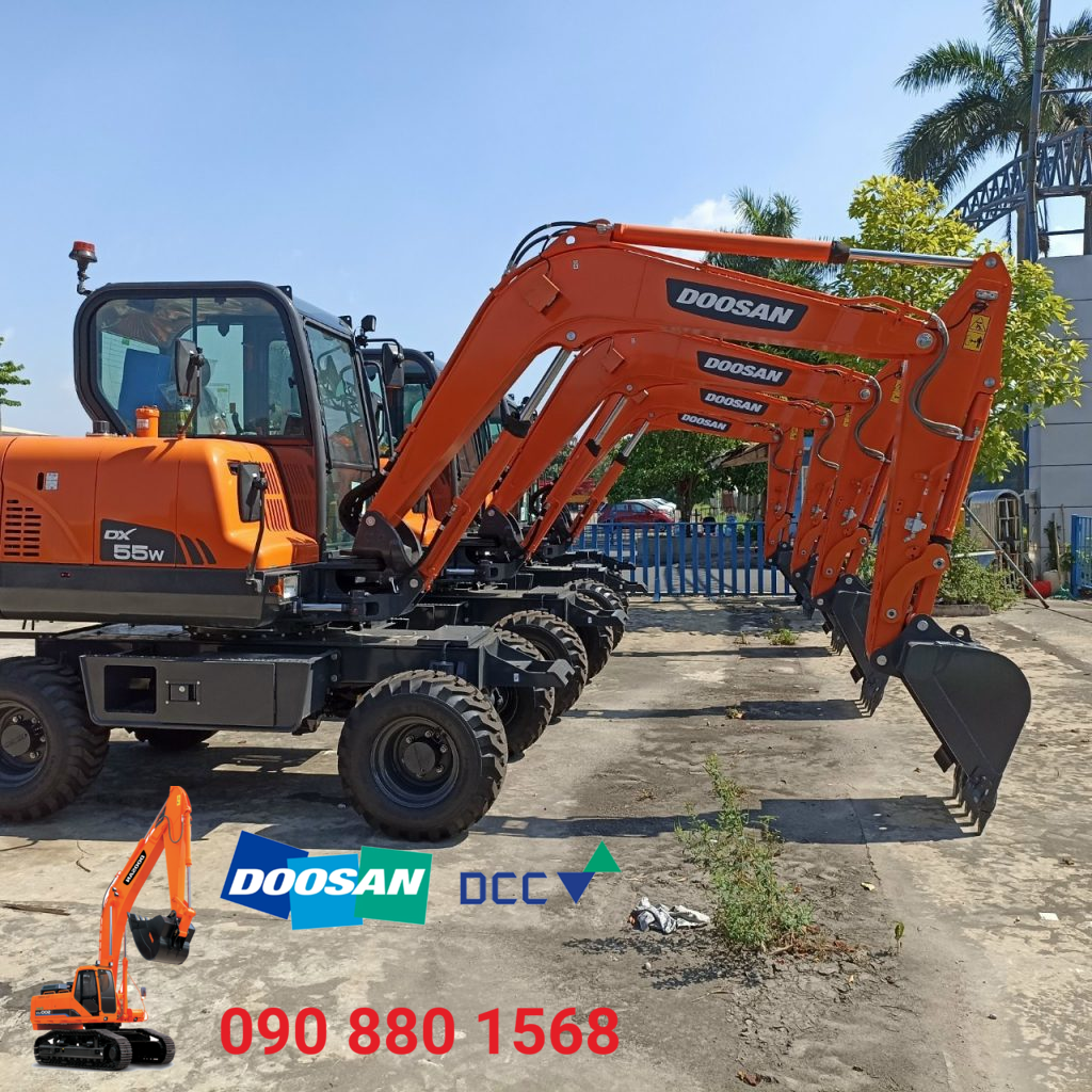 Máy xúc Doosan bánh lốp DX55W giá rẻ mới nhất Tháng 10/2022