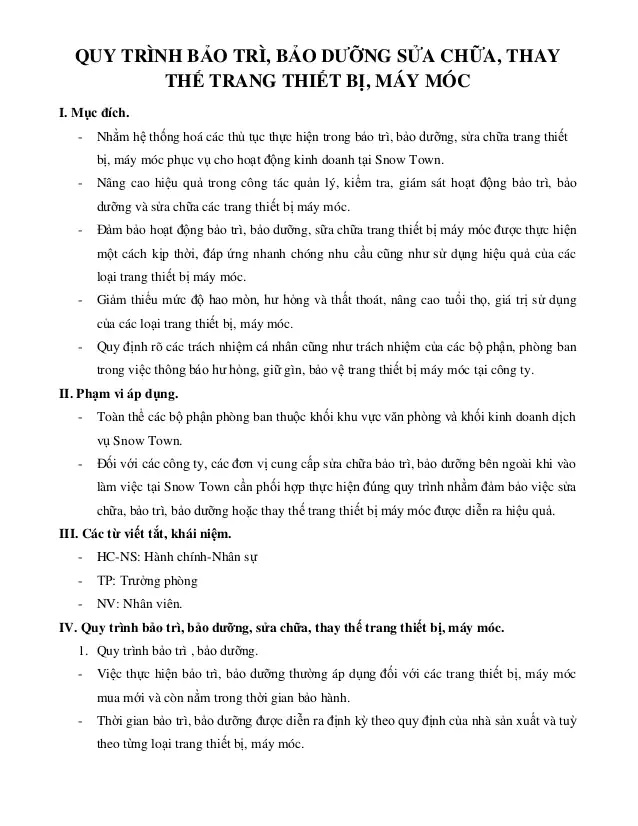 Quy trình 6 bước bảo trì, bảo dưỡng máy móc thiết bị chuẩn 2022