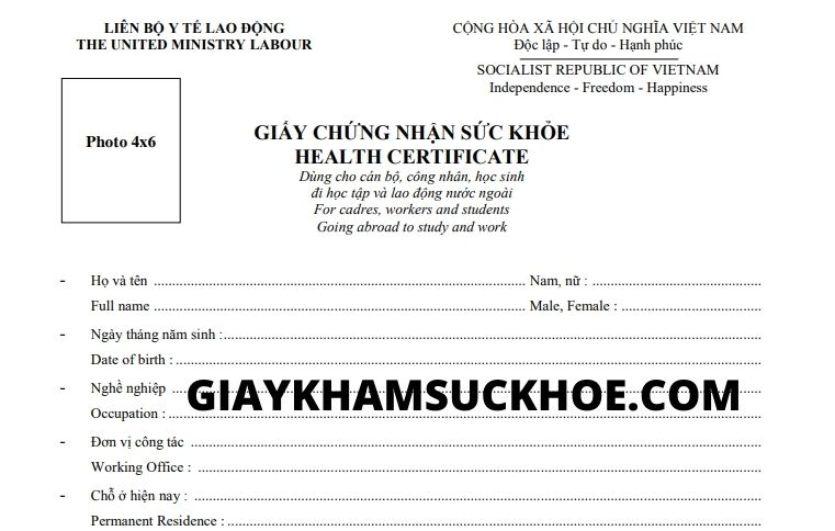 Giấy khám sức khỏe song ngữ lấy ngay giá rẻ - LH 0985 969 305