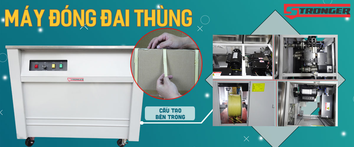 [MỚI] Máy đóng đai thùng carton tự động - bán tự động giá rẻ
