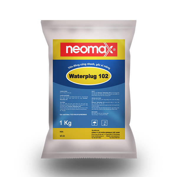 Neomax Waterplug 102 | Vữa đông cứng CỰC NHANH gốc xi măng