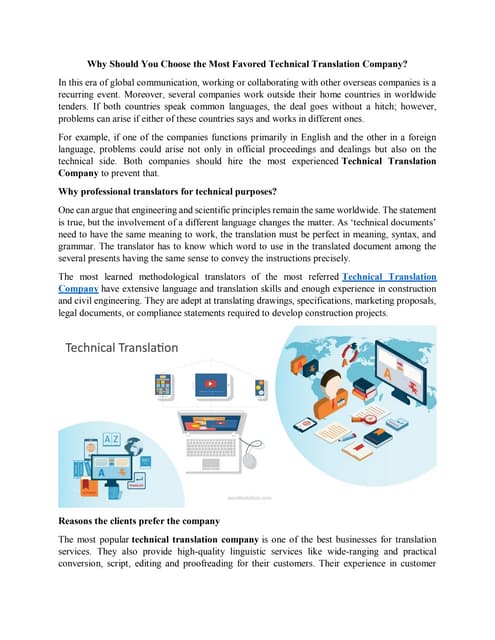 Why Should You Choose the Most Favored Technical Translation Company.…
